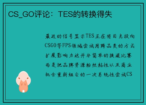CS_GO评论：TES的转换得失