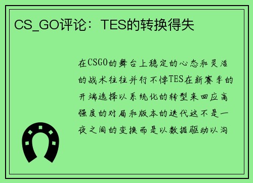 CS_GO评论：TES的转换得失